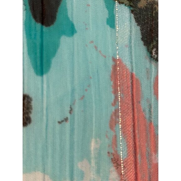 Sara Michelle Womens 1X Teal Pink Paisley Short Sleeve Top Lined Flowy Feminine - Picture 11 of 16